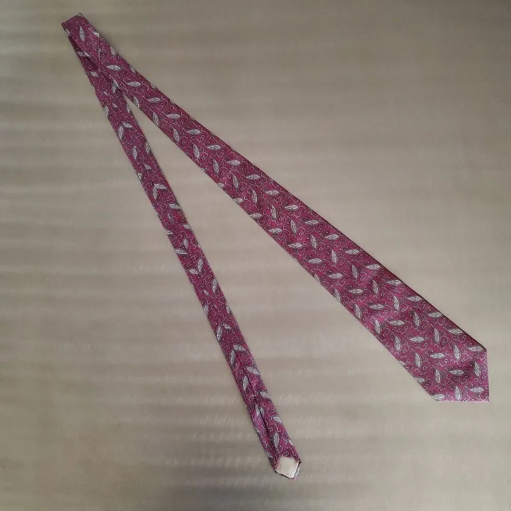Vintage Christian Dior All Silk Paisley Necktie Burgundy Made in USA